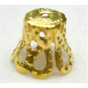 gold plated flower beadcaps, iron, 15x12mm [FDDX015G15X12]