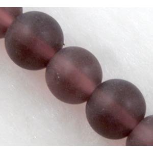 sea glass beads, round, matte, purple, 4mm dia, 80pcs per st [GSBFRD16-4MM]