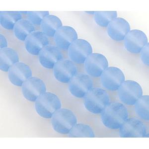matte glass beads, round, lt.blue, 8mm dia, 50pcs per st [GSBFRD18-8MM]