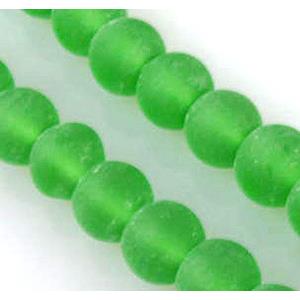 matte glass beads, round, green, 8mm dia, 50pcs per st [GSBFRD19-8MM]