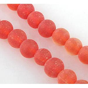 matte glass beads, round, red, 4mm dia, 100pcs per st [GSBFRD21-4MM]