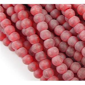 matte glass beads, round, deep-red, 6mm dia, 66pcs per st [GSBFRD22-6MM]