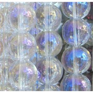 round glass crystal beads, AB color, approx 14mm dia, 15 inches [GSBFRD38-14MM]