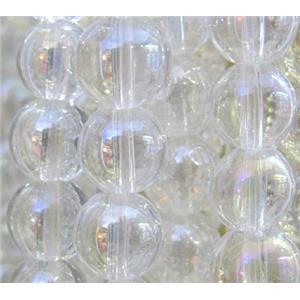 round glass crystal beads, AB color electroplated, approx 14mm dia, 15 inches [GSBFRD42-14MM]