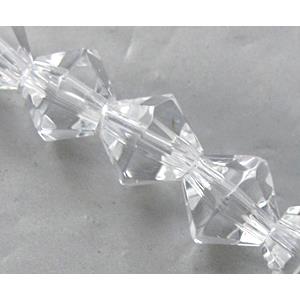 hand-cutting Chinese Crystal Glass Beads, bicone, clear, 6mm, 52pcs per st [GSBHC61-6MM]