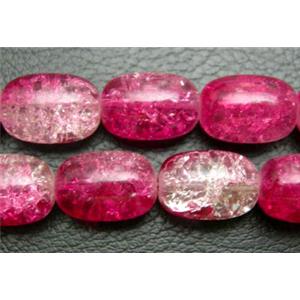 Crackle Glass Beads, Barrel, Hot-pink, 12x16mm, 50pcs per st [GSC12X16MM02]