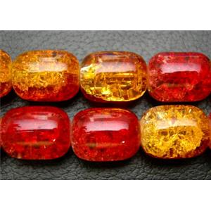 Crackle Glass Beads, barrel, red, 12x16mm, 50pcs per st [GSC12X16MM03]