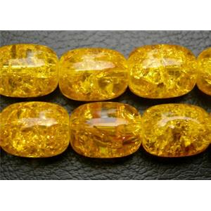 Crackle Glass Beads, barrel, yellow, 12x16mm, 50pcs per st [GSC12X16MM05]