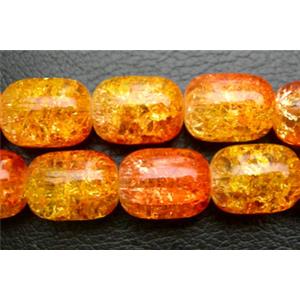 Crackle Glass Beads, barrel, orange, 12x16mm, 50pcs per st [GSC12X16MM06]