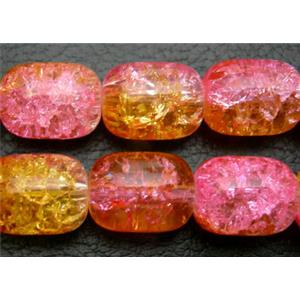 Crackle Glass Beads, barrel, pink, 12x16mm, 50pcs per st [GSC12X16MM07]