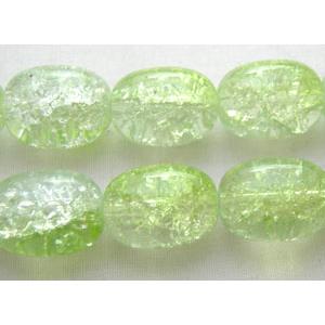 Crackle Glass Beads, barrel, green, 12x16mm, 50pcs per st [GSC12X16MM11]