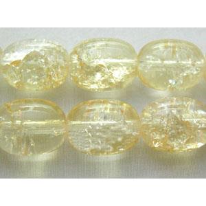 Crackle Glass Beads, barrel, lt.yellow, 12x16mm, 50pcs per st [GSC12X16MM12]