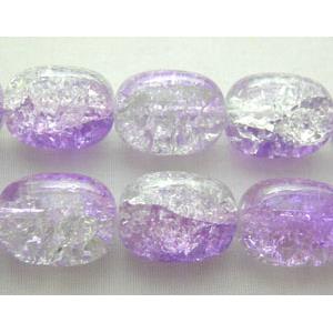 Crackle Glass Beads, barrel, lavender, 12x16mm, 50pcs per st [GSC12X16MM13]