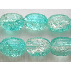 Crackle Glass Beads, barrel, aqua, 12x16mm, 50pcs per st [GSC12X16MM16]