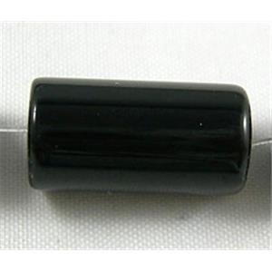 tube Glass Beads, jet, 10x20mm, 17pcs per st [GSCY01]