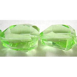 Glass Beads, freeform, lt.green, 20x25mm, 15pcs per st [GSER039-35-20X25]