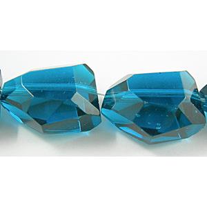 Glass Crystal Beads, freeform, peacock-blue, 15x20mm, 20pcs per st [GSER040]