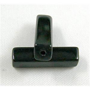 Glass Beads, tube, black, 4x20mm, 19pcs per st [GSFCB03]