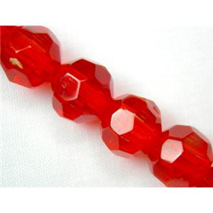 hand-cutting Chinese Crystal Glass Beads, faceted round, ruby, 4mm dia, 80pcs per st [GSFRHC07-4MM]