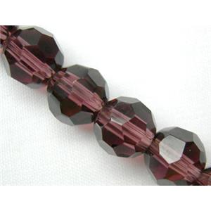 hand-cutting Chinese Crystal Glass Beads, faceted round, purple, 4mm dia, 80pcs per st [GSFRHC08-4MM]
