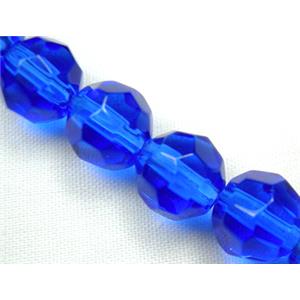 hand-cutting Chinese Crystal Glass Beads, faceted round, deep-blue, 6mm dia, 52pcs per st [GSFRHC16-6MM]