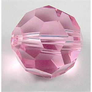 hand-cutting Chinese Crystal Glass Beads, faceted round, pink, 4mm dia, 80pcs per st [GSFRHC26-4MM]