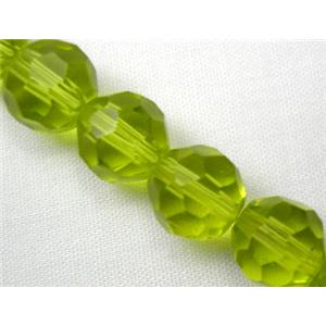 hand-cutting Chinese Crystal Glass Beads, faceted round, olive, 4mm dia, 80pcs per st [GSFRHC33-4MM]