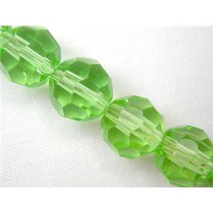 hand-cutting Chinese Crystal Glass Beads, faceted round, green, 6mm dia, 52pcs per st [GSFRHC36-6MM]