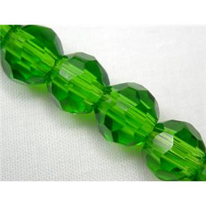 hand-cutting Chinese Crystal Glass Beads, faceted round, deep-green, 6mm dia, 52pcs per st [GSFRHC37-6MM]