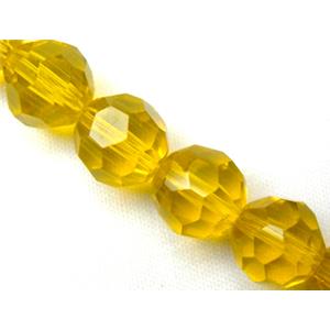 hand-cutting Chinese Crystal Glass Beads, faceted round, golden, 6mm dia, 52pcs per st [GSFRHC49-6MM]