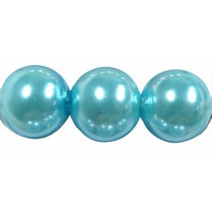 Round Glass Pearl Beads, aqua, 8mm dia, 110 beads/strand [GSHX08-8MM]