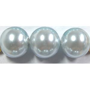 Round Glass Pearl Beads, lt.blue, 8mm dia, 110 beads/strand [GSHX09-8MM]