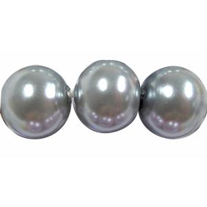 Round Glass Pearl Beads, grey, 10mm dia,85 beads/strand [GSHX10-10MM]