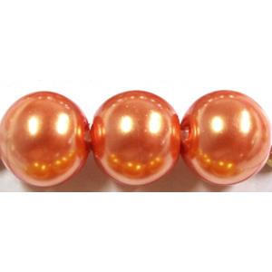 Round Glass Pearl Beads, rich-orange, 4mm dia,210 beads/strand [GSHX19-4MM]