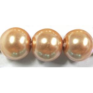 Round Glass Pearl Beads, orange, 4mm dia, 210 beads/strand [GSHX51-4MM]