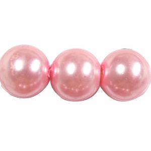 Round Glass Pearl Beads, pink, 14mm dia,60 beads/strand [GSHX56-14MM]