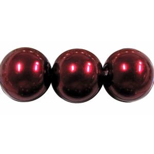 Round Glass Pearl Beads, dark-red, 12mm dia,72 beads/strand [GSHX59-12MM]