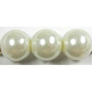 Round Glass Pearl Beads, milk-white, 4mm dia, 210 beads/strand [GSHX67-4MM]