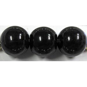 round Glass Pearl Beads, jet, 8mm dia, 110 beads/strand [GSHX68-8MM]