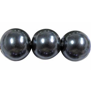 Round Glass Pearl Beads, deep grey, 8mm dia, 110 beads/strand [GSHX72-8MM]