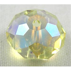 Crystal Glass Beads, Faceted Rondelle, Yellow, 6mm dia, 100pcs per st [GSICC01C03-6MM]