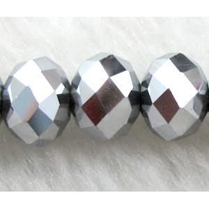 Chinese Crystal Beads, Faceted Rondelle, silver plated, 12mm dia, 72pcs per st [GSICC01C15-12MM]