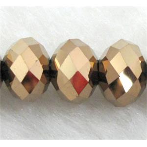 Chinese Crystal Beads, Faceted Rondelle, red copper plated, 12mm dia, 72pcs per st [GSICC01C16-12MM]