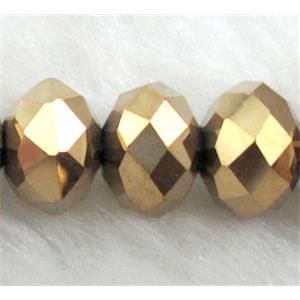 Chinese Crystal Beads, Faceted Rondelle, Golden plated, 12mm dia, 72pcs per st [GSICC01C17-12MM]