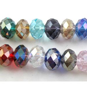 Chinese Crystal Beads, Faceted Rondelle, mixed AB color, 6mm dia, 100pcs per st [GSICC01C18AB-6MM]