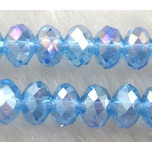 Chinese Crystal Beads, Faceted Rondelle, sky-blue AB color, 6mm dia, 100 pcs per st [GSICC01C19AB]