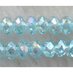 Chinese Crystal Beads, Faceted Rondelle, light-aqua AB color, 6mm dia, 100 pcs per st [GSICC01C22AB]