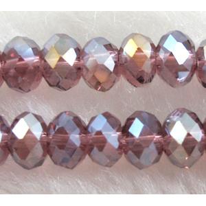 Chinese Crystal Glass Beads, faceted rondelle, purple AB color, 8mm dia, 72pcs per st [GSICC01C25AB-8MM]