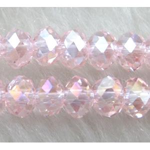 Chinese Crystal Beads, Faceted Rondelle, pink AB color, 8mm dia, 72pcs per st [GSICC01C26AB-8MM]
