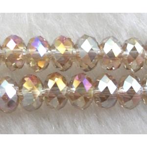 Chinese Crystal Beads, Faceted Rondelle, silver champagne AB color, 6mm dia, 100 pcs per st [GSICC01C28AB]